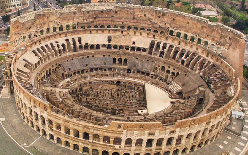 Panoramic view of the Colosseum in Rome
